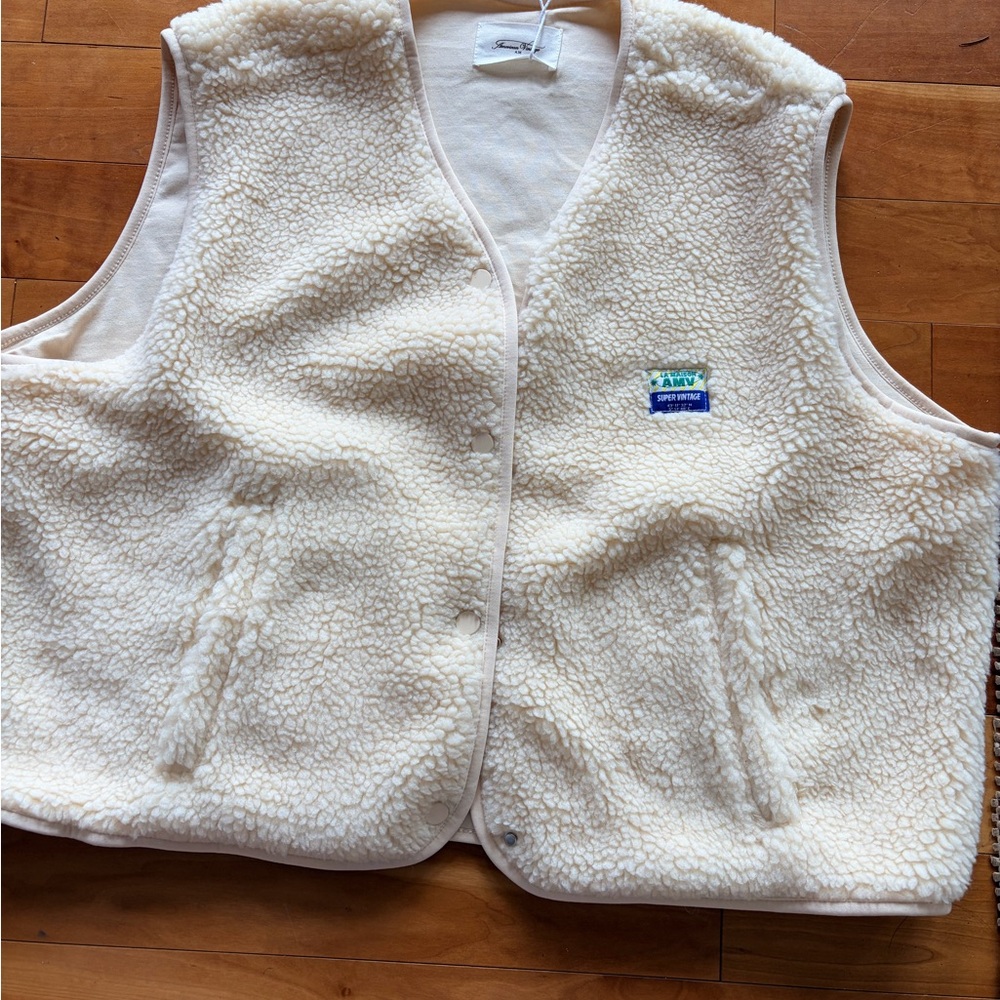 American Vintage Cream Sherpa Vest